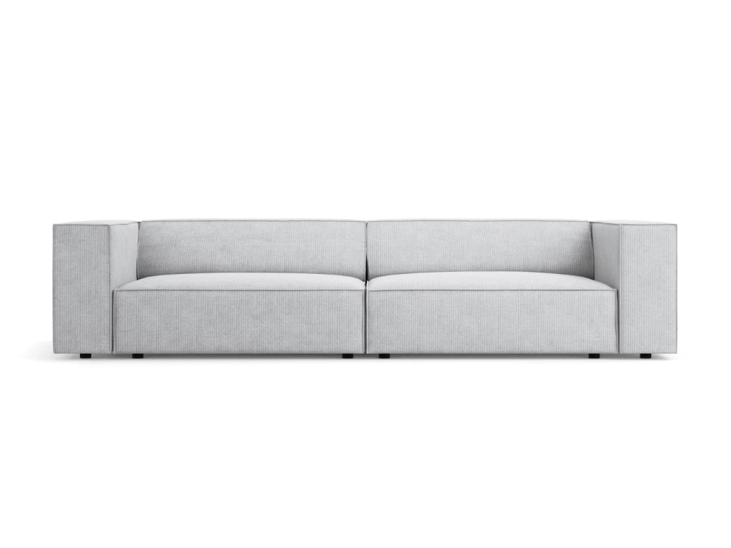 Cosmopolitan Design - Divano "Arendal" 4 posti in ciniglia con effetto a coste grigio chiaro 