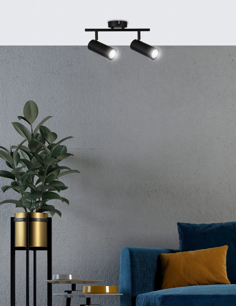 Plafoniera/Applique Candellux Colly 2xGU10 nera metallo dimmer