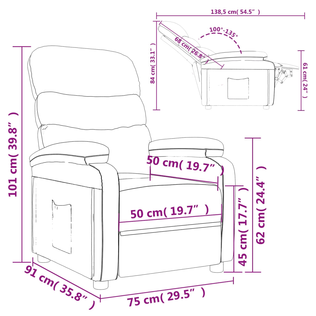 Poltrona Reclinabile in Tessuto Crema 344899