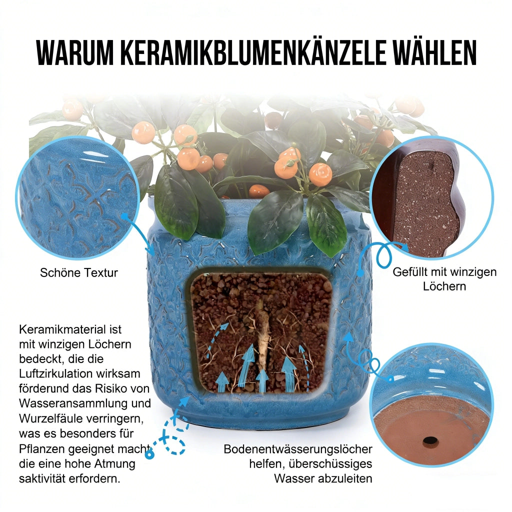 VASO in ceramica 49x49x50,5 cm Blu antico lucido