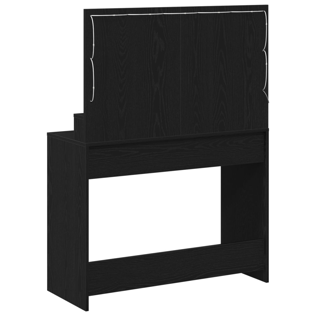 Specchio da Trucco con Luci LED Nero Rovere 100x41x135 cm
