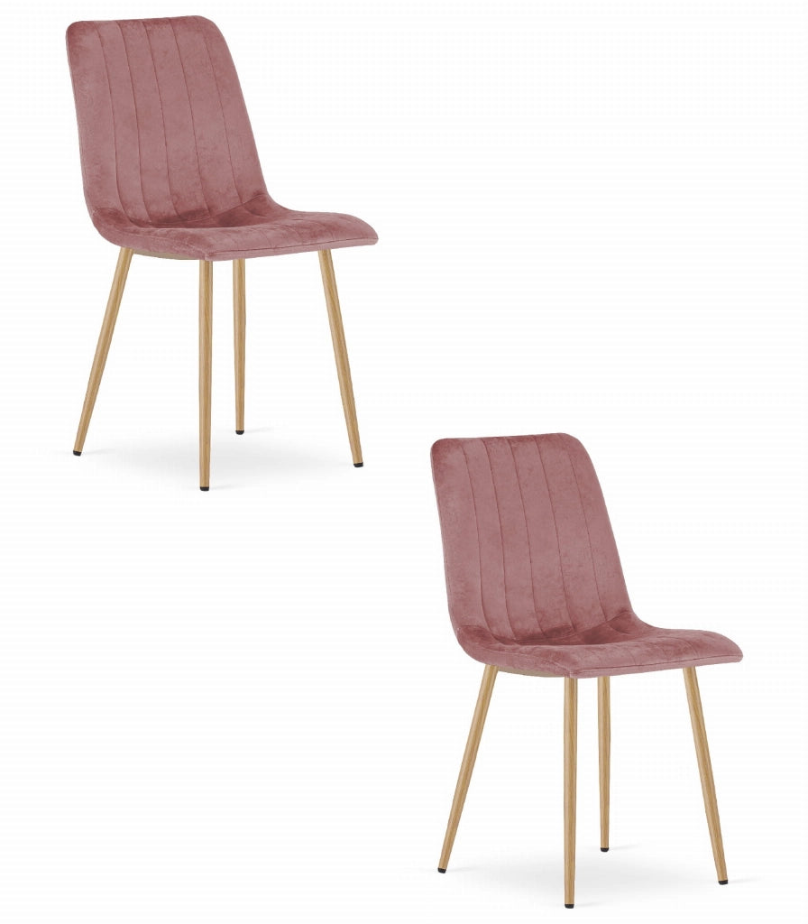 Sedia VALORA JEWA - Velluto rosa con gambe color legno x 2