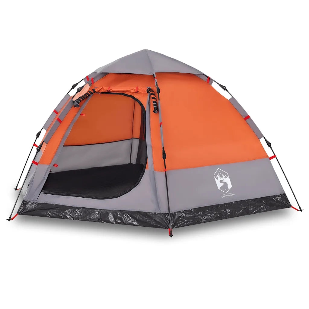 vidaXL Tenda Campeggio Cabina 4 Pers. Grigio Arancione Rilascio Rapido