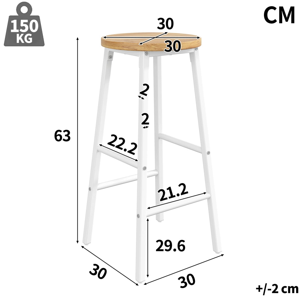 SGABELLO Bar 63 cm Set da 2 pezzi MDF effetto legno e metallo bianco