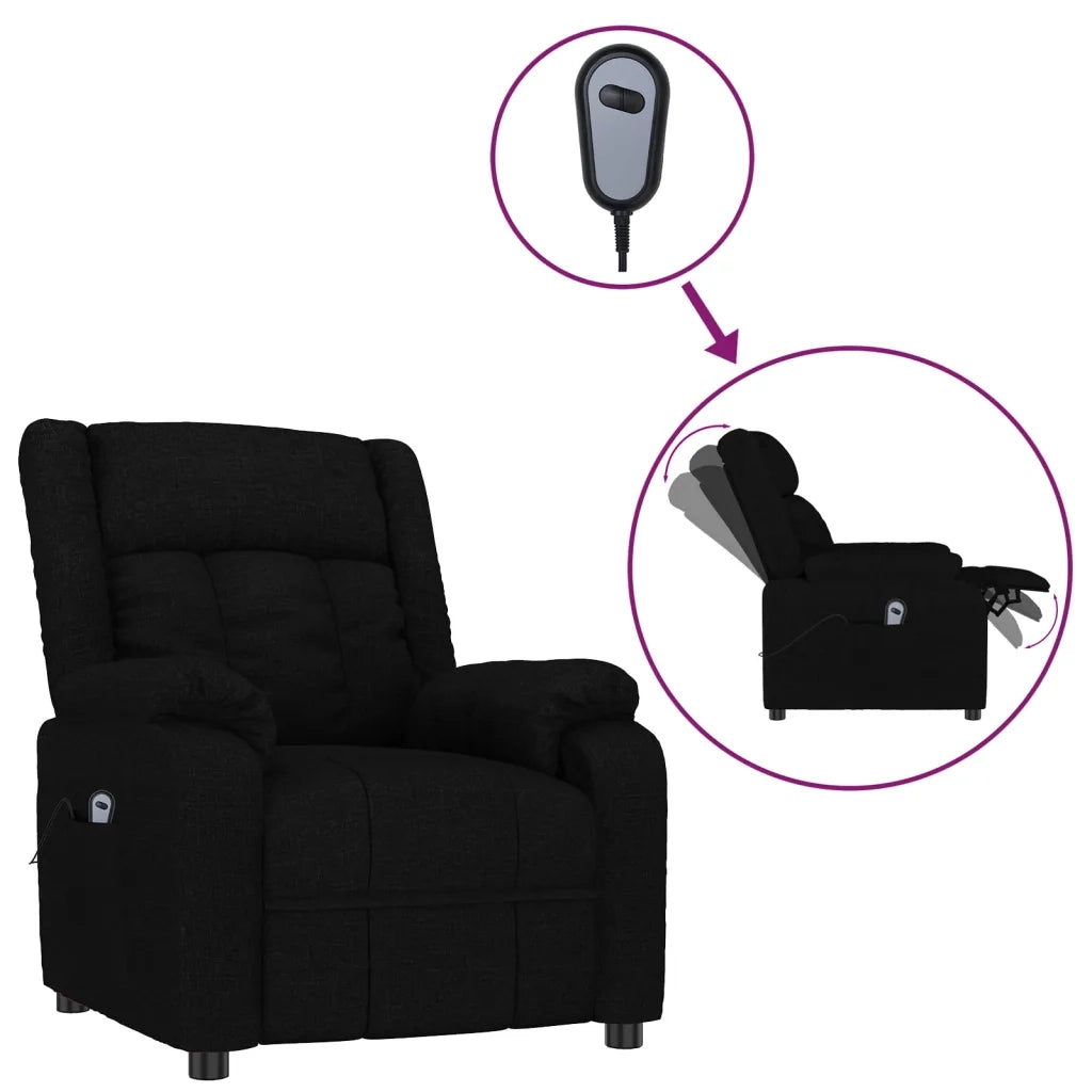 Poltrona | Sedia Relax Elettrica Reclinabile Nera in Tessuto