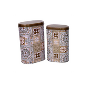 Scatola metallo mandala 1-2 bianco ovale cm 13,4x8,6h20,3