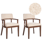 Set di 2 sedie da pranzo in legno scuro e tessuto boucle di poliestere beige Gambe in legno di gomma Stile retrò tradizionale