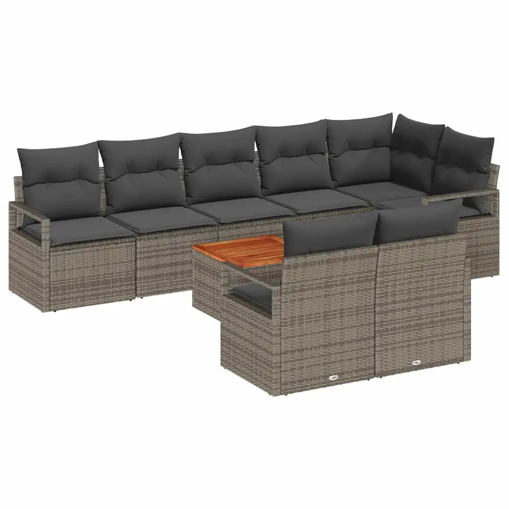 Set Divano da Giardino 9 pcs Grigio polyrattan 3356389
