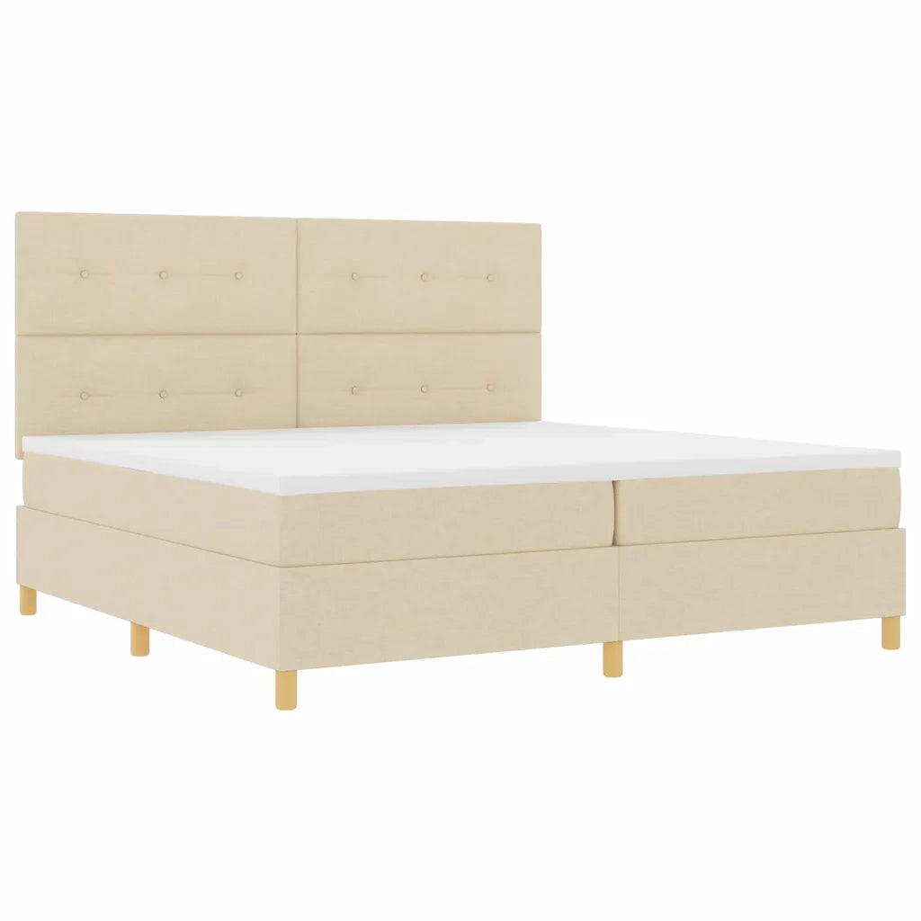 Letto a Sorgente LED con materasso Crema 200 x 200 cm Tessuto