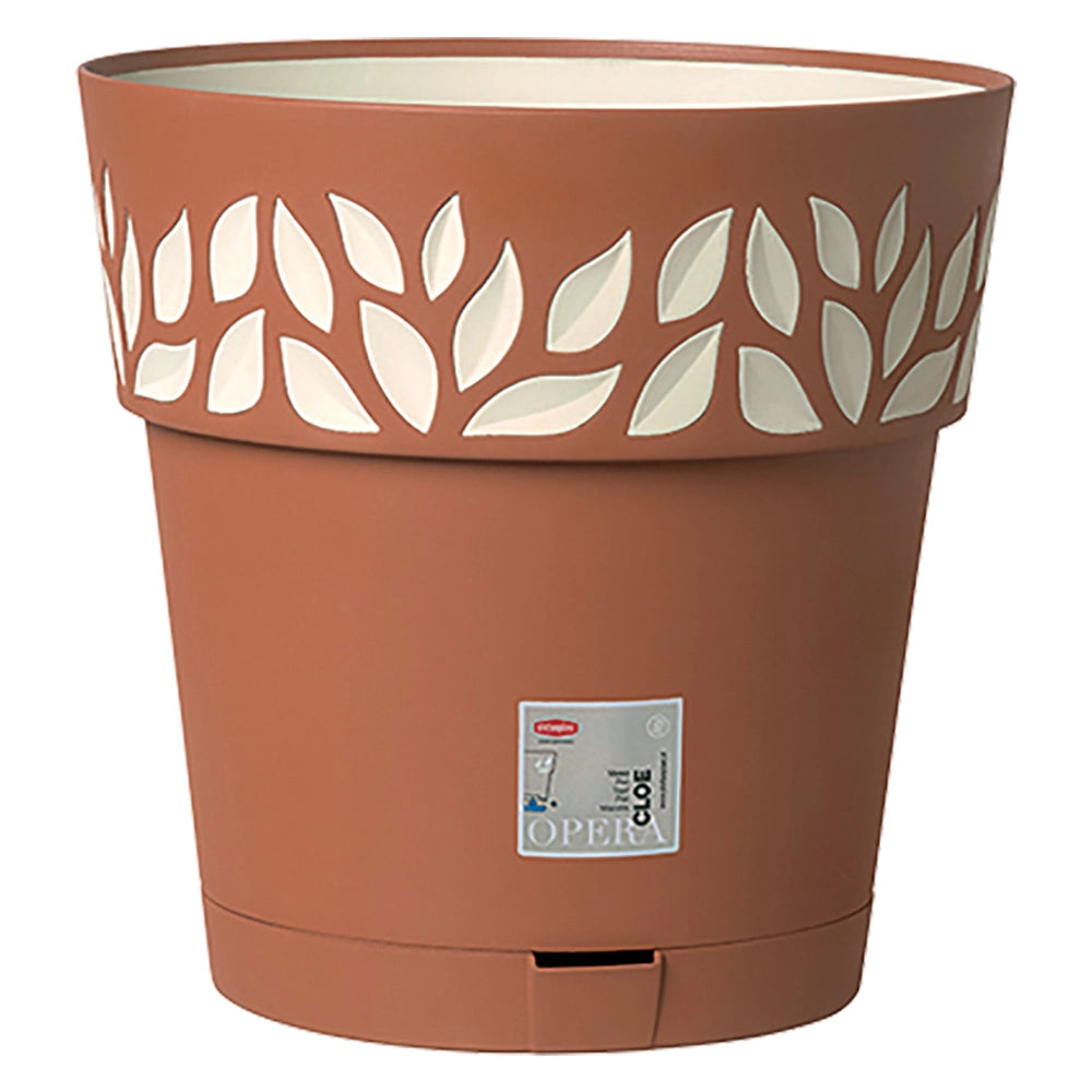 VASO TONDO 'CLOE' ø 20 x h.19 - bianco/travertino  - STEFANPLAST