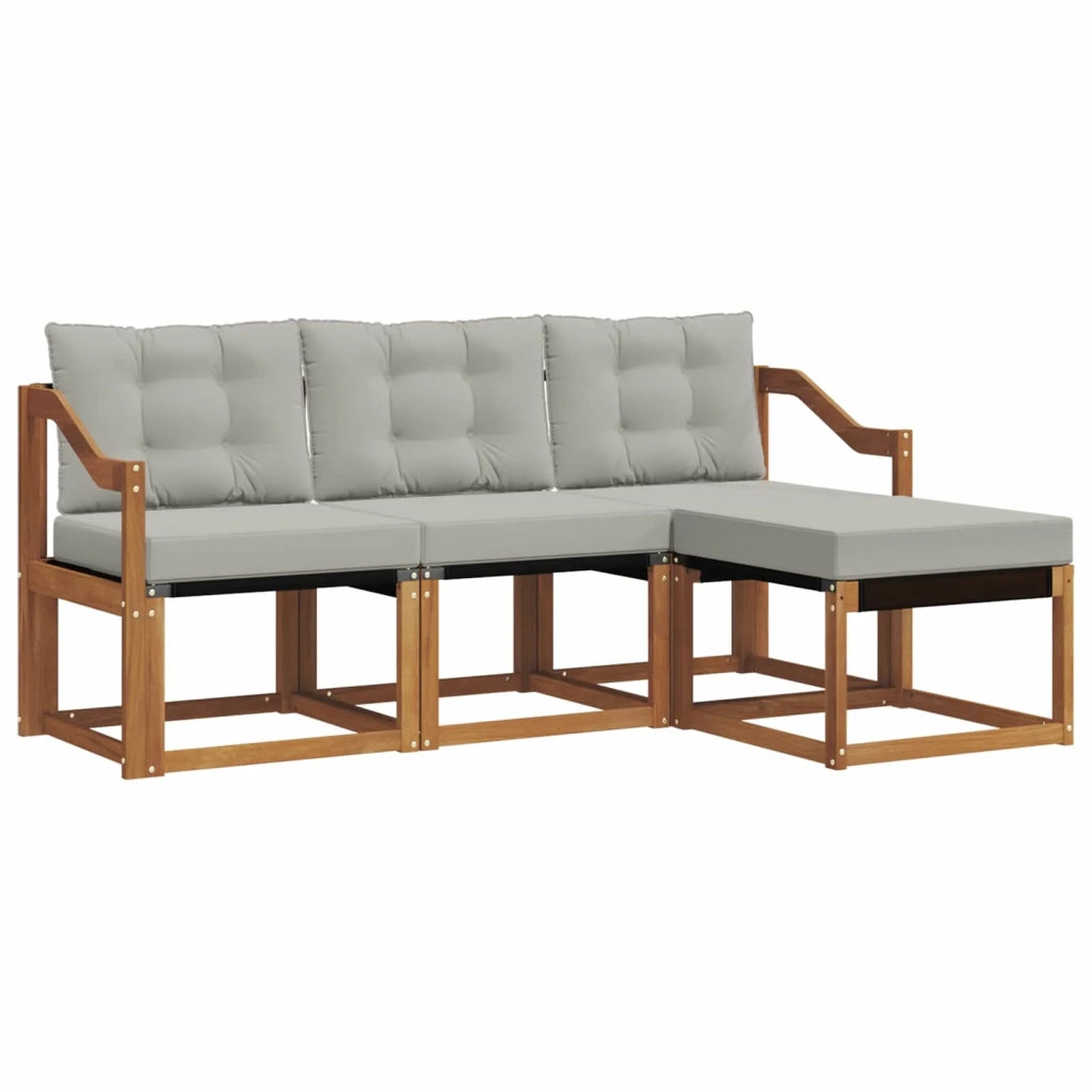 Set di divani da esterno 4 pcs Grigio Naturale e Chiaro