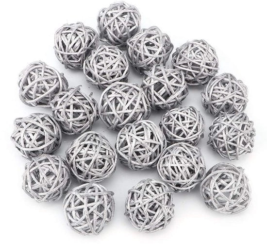 Palline di Rotano - 20 pezzi - Boccioli decorativi - Farciture di vaso - Decorazioni per matrimoni e Natale - Rotano di alta qualità - Diametro 3 cm - Palline decorative