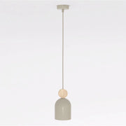 Lampada a sospensione MESI in acciaio e legno beige