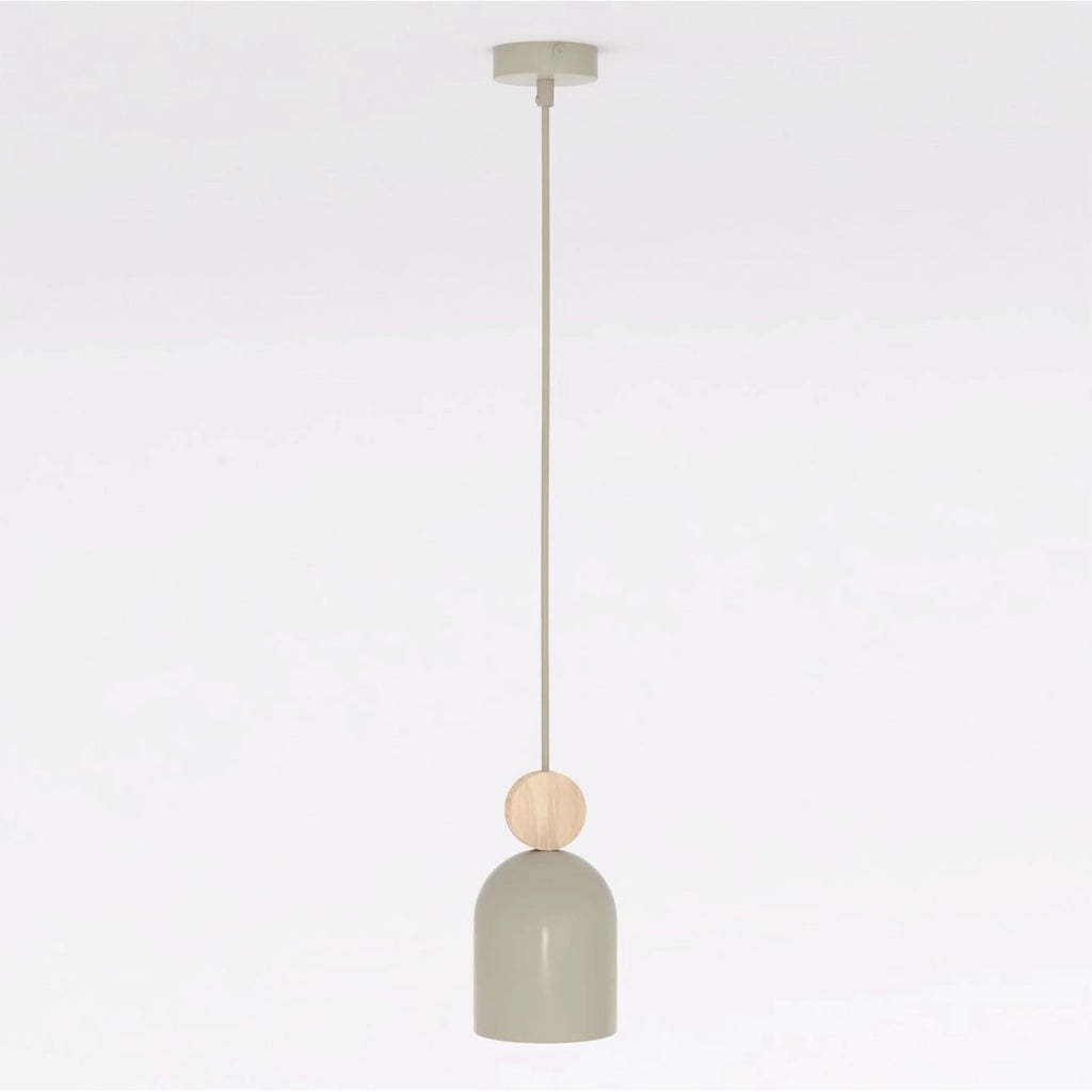 Lampada a sospensione MESI in acciaio e legno beige
