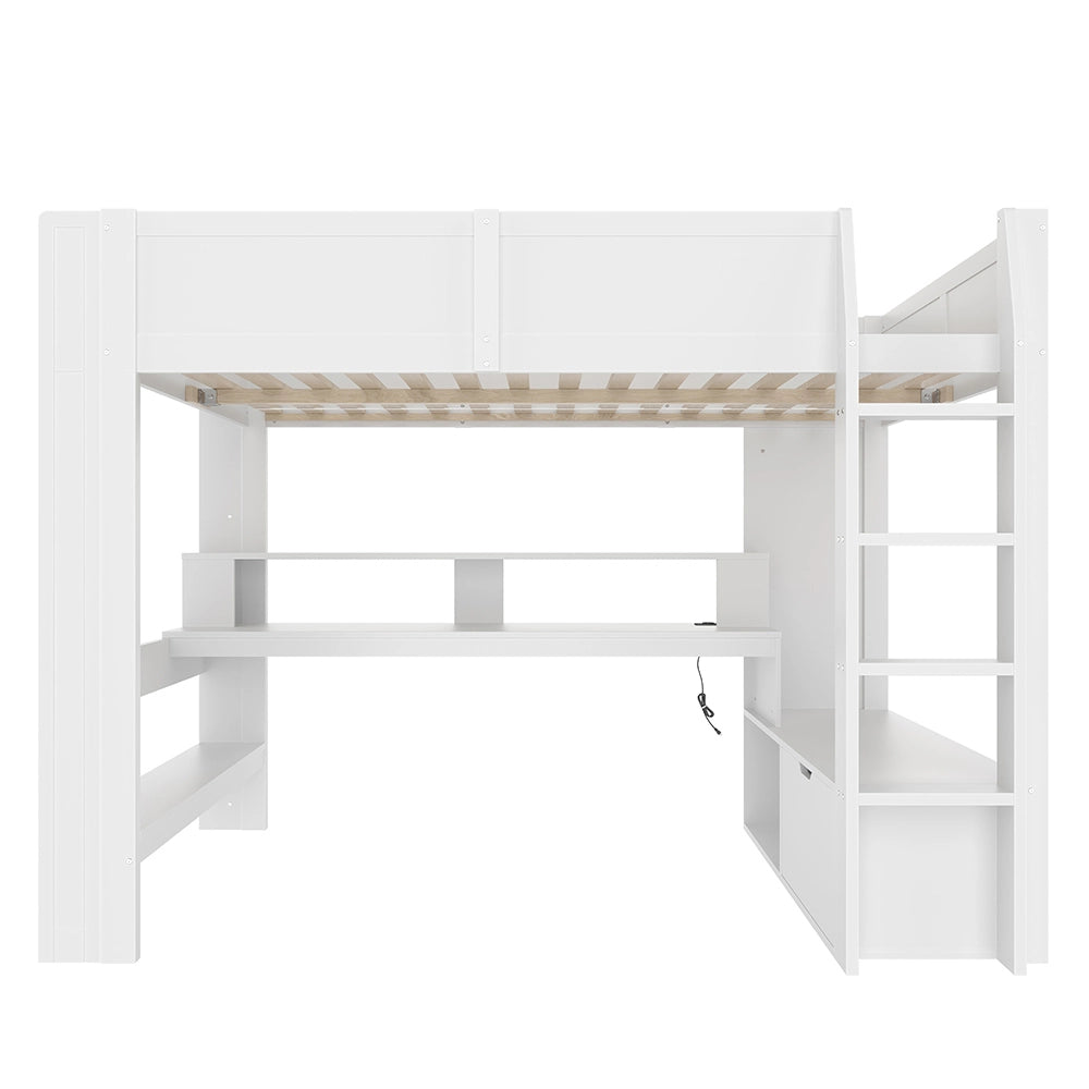 Letto gaming - Xylo - 140x200 cm LED scrivania bianco