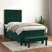 Giroletto a Molle con Materasso Verde Scuro 80x200 cm Velluto