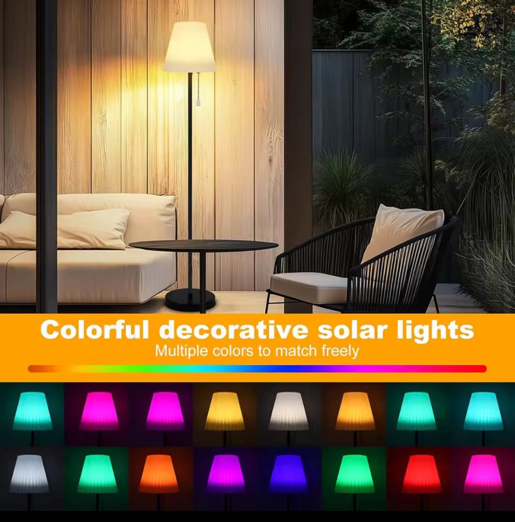 Lampada da Terra a LED da Esterno e Interno IP65 Dimmerabile luce RGB e Bianco Ricarica Solare e USB Sensore Crepuscolare Altezza 1.4 Mt con Telecomando