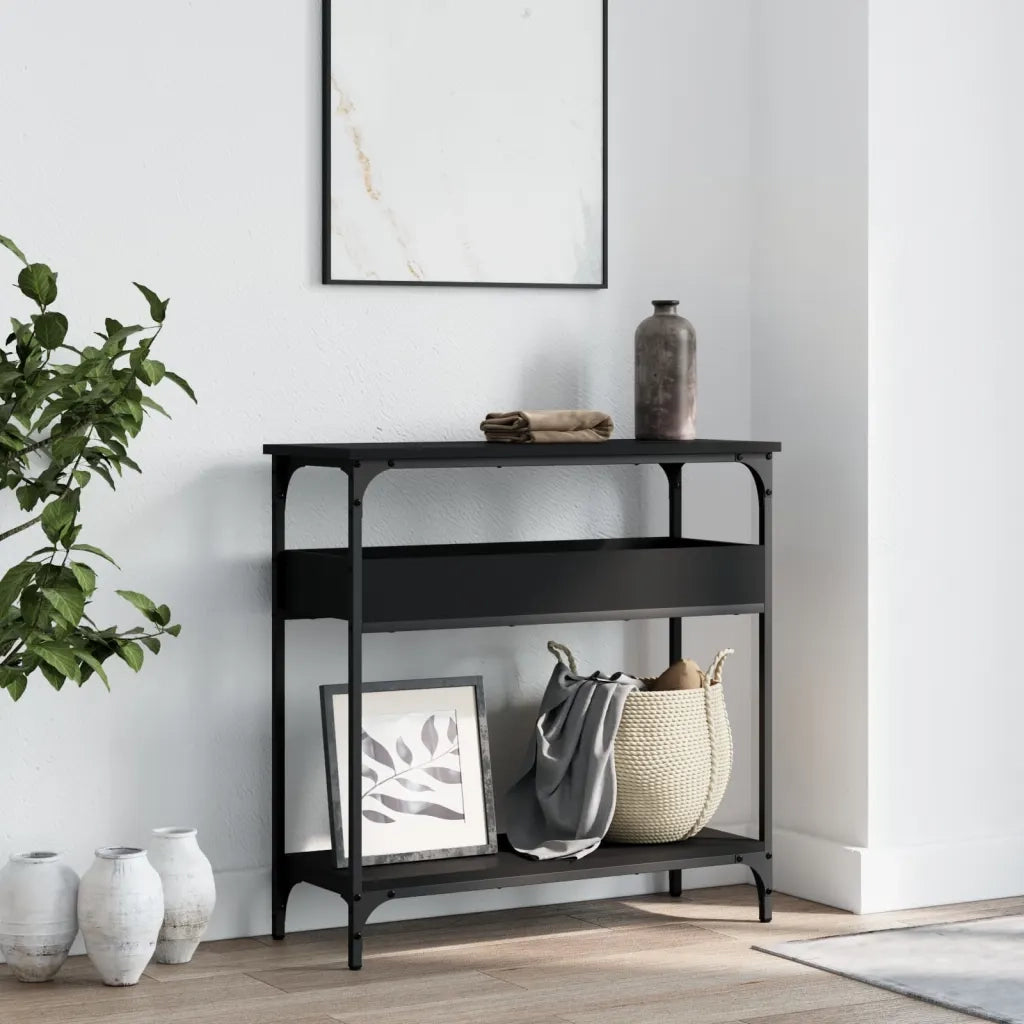 Tavolo Consolle con Ripiano Nero 75x29x75cm Legno Multistratocod mxl 110376
