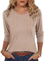 Maglietta Donna con collo V - Maniche 3/4 - Colore uniforme - Tessuto soffice - Maglietta Casual - Ultraleggera e traspirante