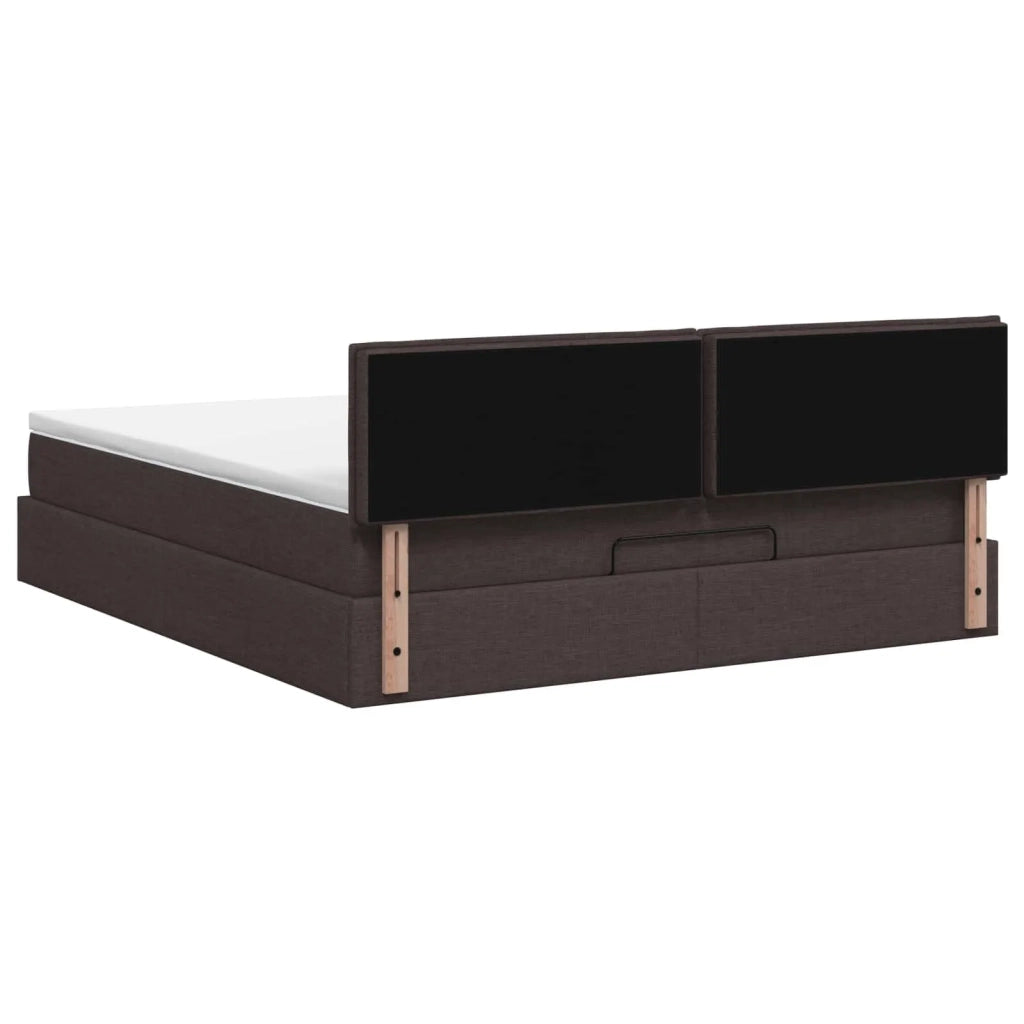 Letto Ottomano con Materasso e LED Marrone Scuro 160 x 200 cm 3456839