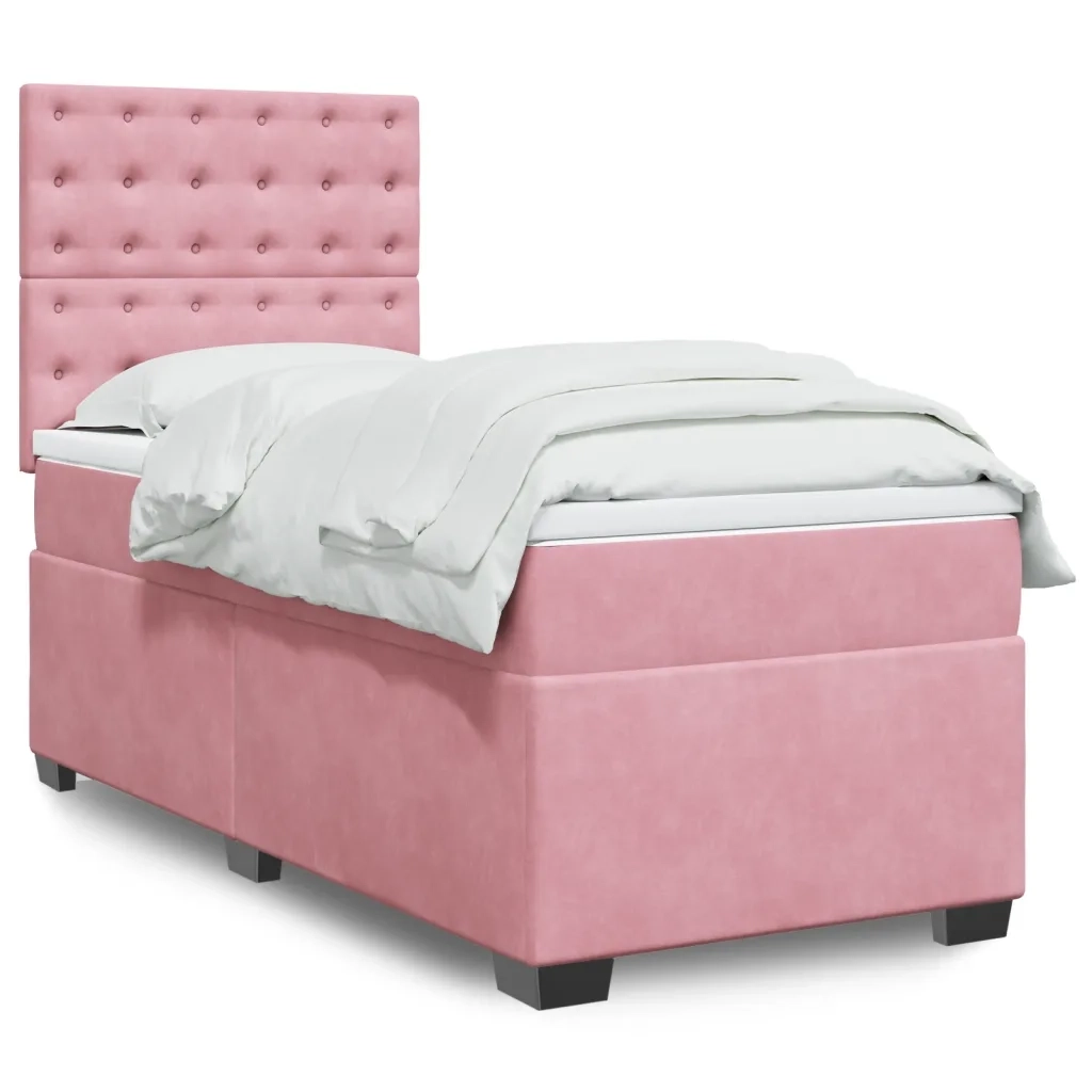 Giroletto a Molle con Materasso Rosa 80x200 cm in Velluto 3290779