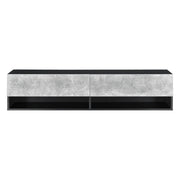 Mensola da parete con 2 ante porta TV mobile contenitore 140 cm effetto cemento nero 03_0005186