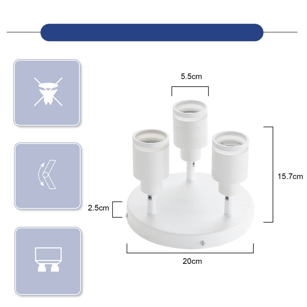 ZMH Faretto da soffitto bianchi 3 luci GU10 metallo orientabili moderni per camera letto sala pranzo senza lampadina
