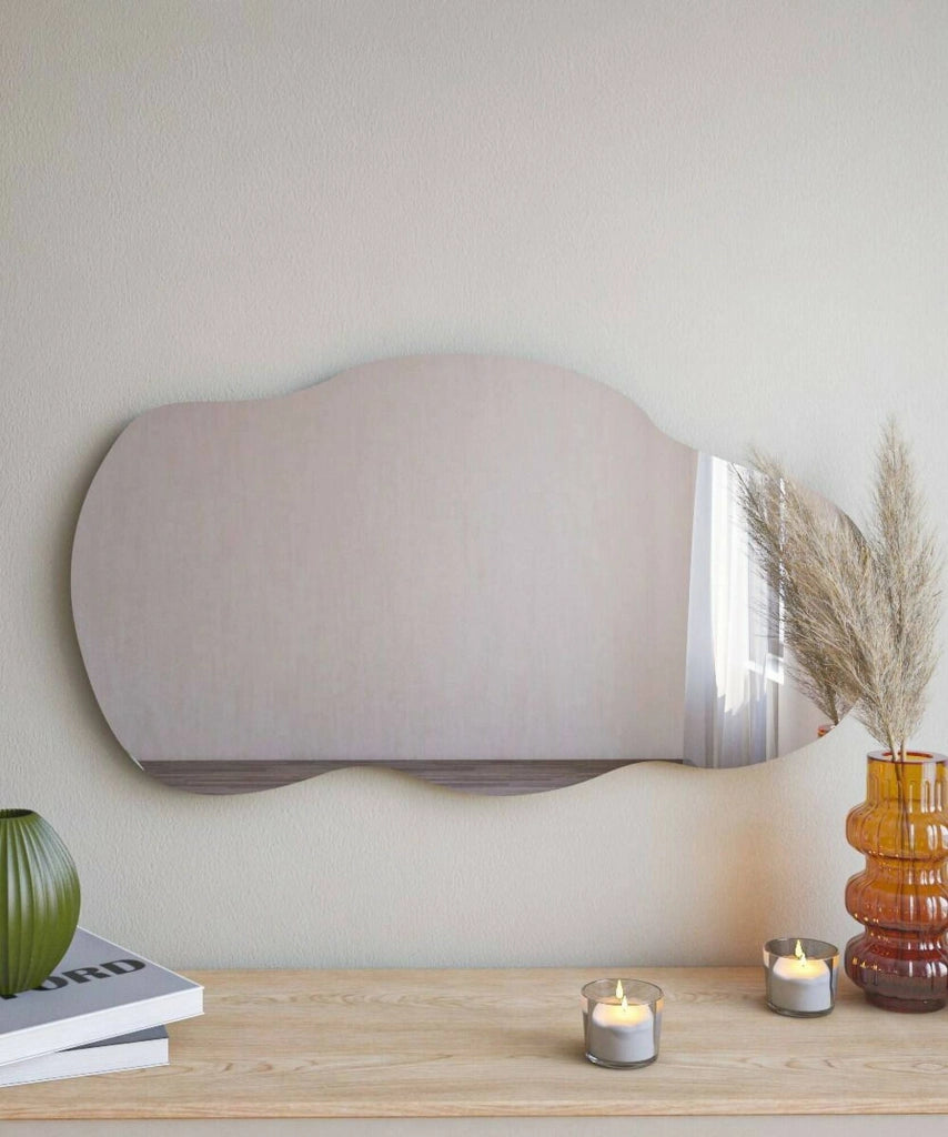 Specchio Saburo, Specchiera, Articolo d'arredo a muro, Decorazione con specchio, 40x2h72 cm, Nero