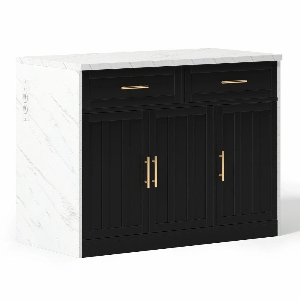 Isola Cucina con Prese Elettriche USB e Ripiani Regolabili ¨C Xylo ¨C 120x60x91 cm