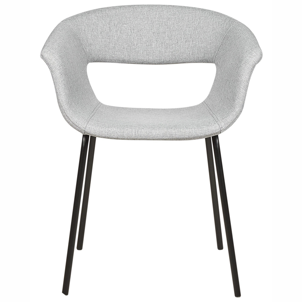Set di 2 sedie da pranzo Sedute in poliestere grigio Gambe in metallo per sala da pranzo cucina