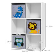 Libreria per bambini ULEVR 61,8x29,9x91,5 cm con 6 vani e 3 cassetti, in legno grigio