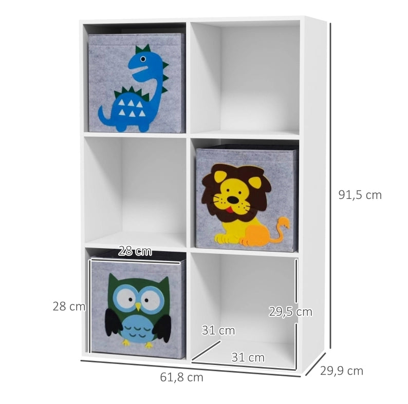 Libreria per bambini ULEVR 61,8x29,9x91,5 cm con 6 vani e 3 cassetti, in legno grigio