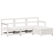 Set Salotto da Giardino 4 pz | Set di Mobili da Esterno Bianco in Legno Massello di Pino