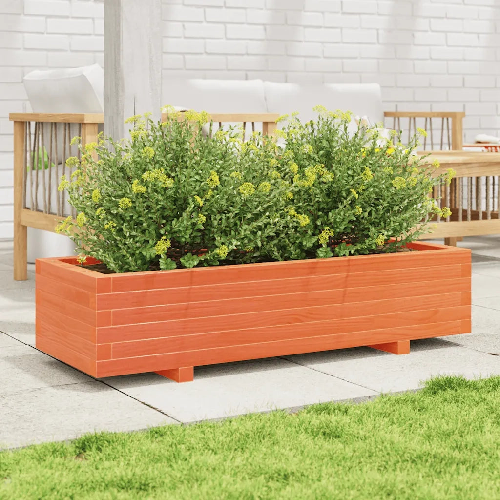 Fioriera | Cassetta per fiori | Vaso Giardino Marrone Cera 110x40x26,5 cm in Legno di Pino