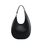 Borsa a tracolla da donna in vera pelle, modello hobo alla moda, colore nero.