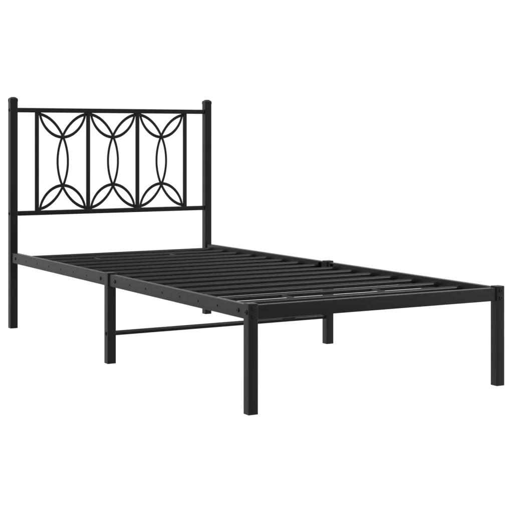 Giroletto con Testiera-Struttura Letto con testiera in Metallo Nero 75x190 cm 668355