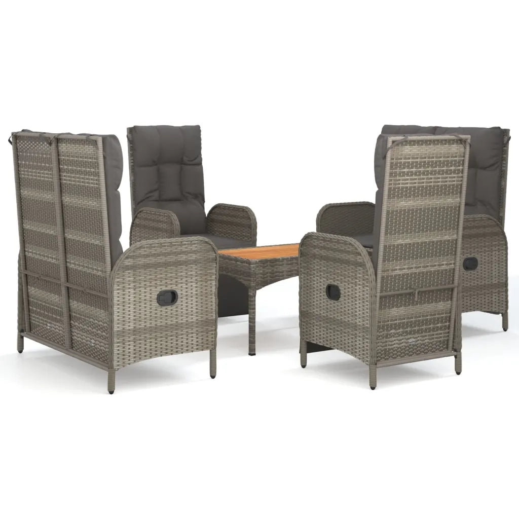 Set da Pranzo da Giardino 5 pz con Cuscini in Polyrattan Grigio 3185089