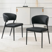 Sedia da pranzo 74.0x53.5x51.0 cm con schienale ergonomico in PU e metallo nera