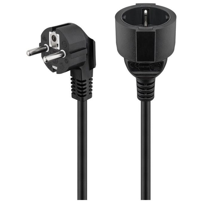 Goobay 93093 Prolunga di Alimentazione Schuko Maschio Angolato Femmina CEE 7-7 CEE 7-4 H05VV-F 3G 1.5mm² 3m 10A 250V AC colore Nero