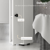 Mobile a Colonna Bagno 20x20x180 cm Design Slim in Legno Bianco