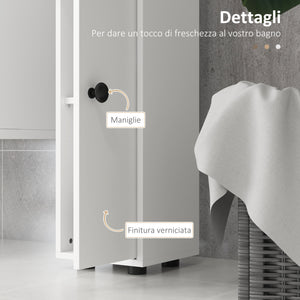 Mobile a Colonna Bagno 20x20x180 cm Design Slim in Legno Bianco