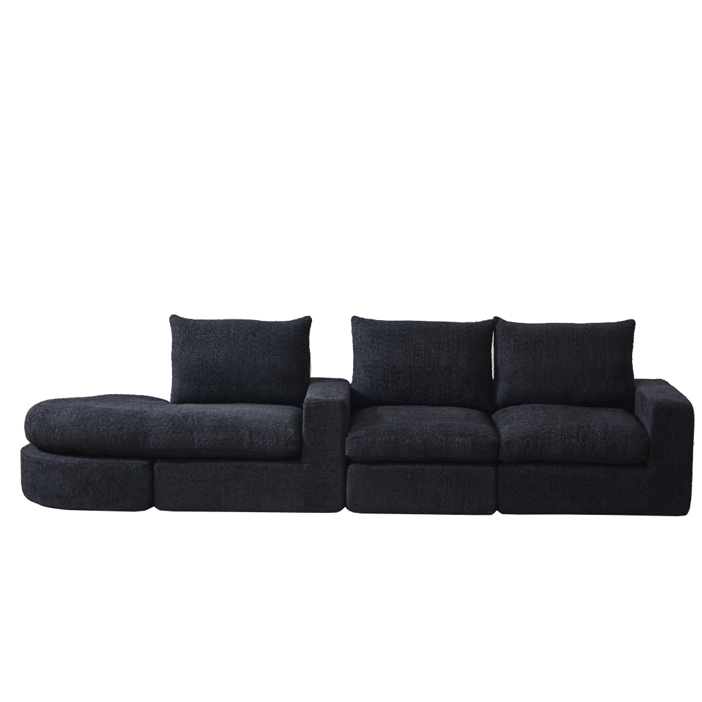 Divano Modulare Angolare con Chaise Longue ¨C MINIMAL ¨C Chenille, Senza Montaggio