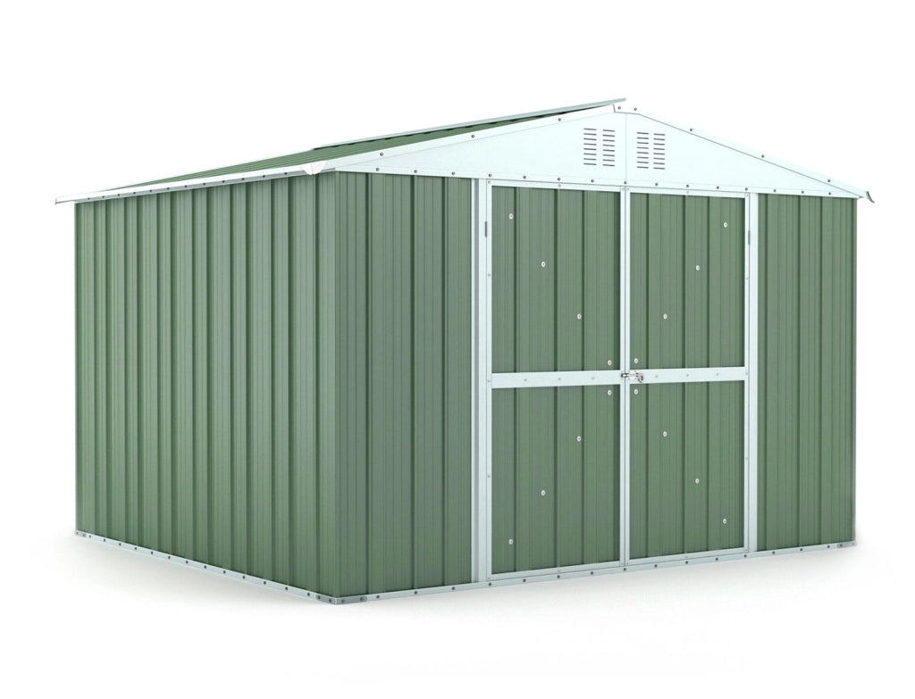 Casetta Box da Giardino in Lamiera di Acciaio Porta Utensili 327x269x217 cm Enaudi Verde
