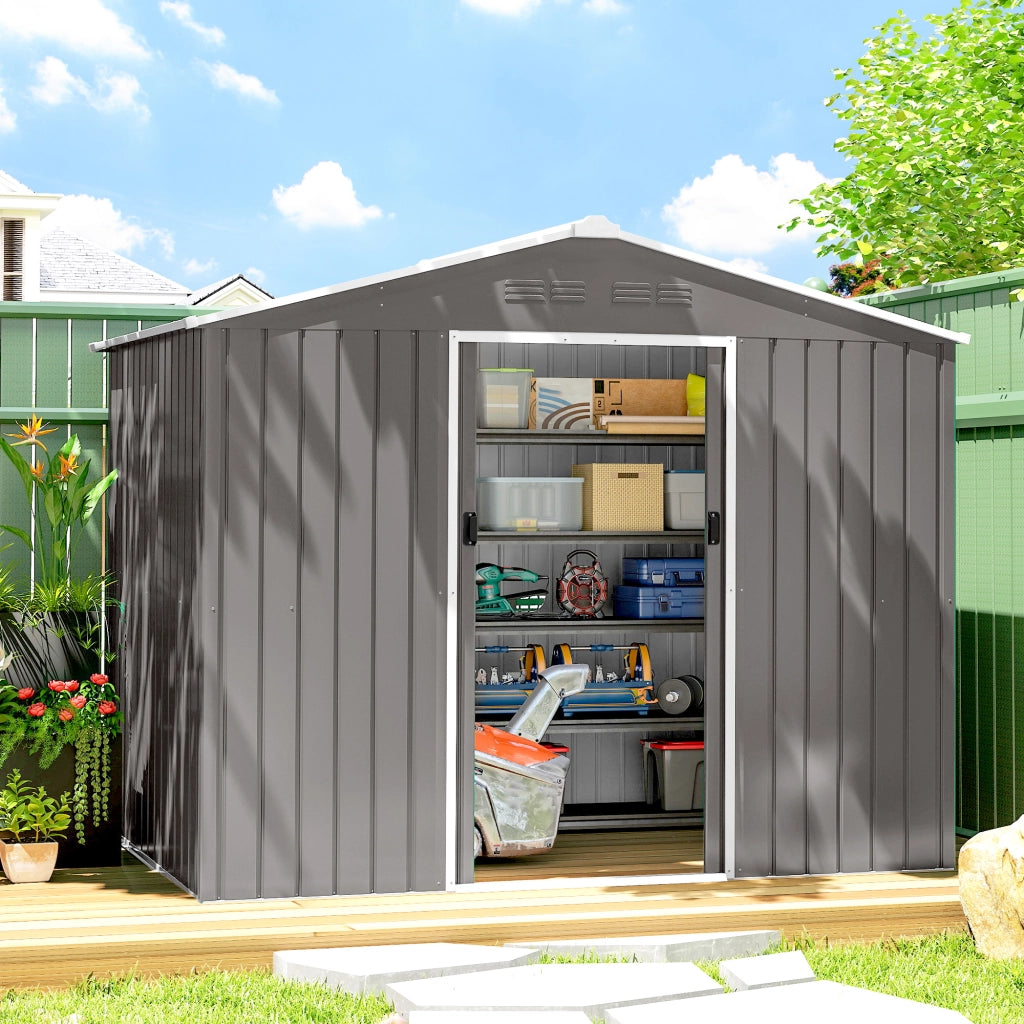 Casetta da Giardino ¨C zephmum ¨C Effetto Legno Acciaio 230x170x215 cm