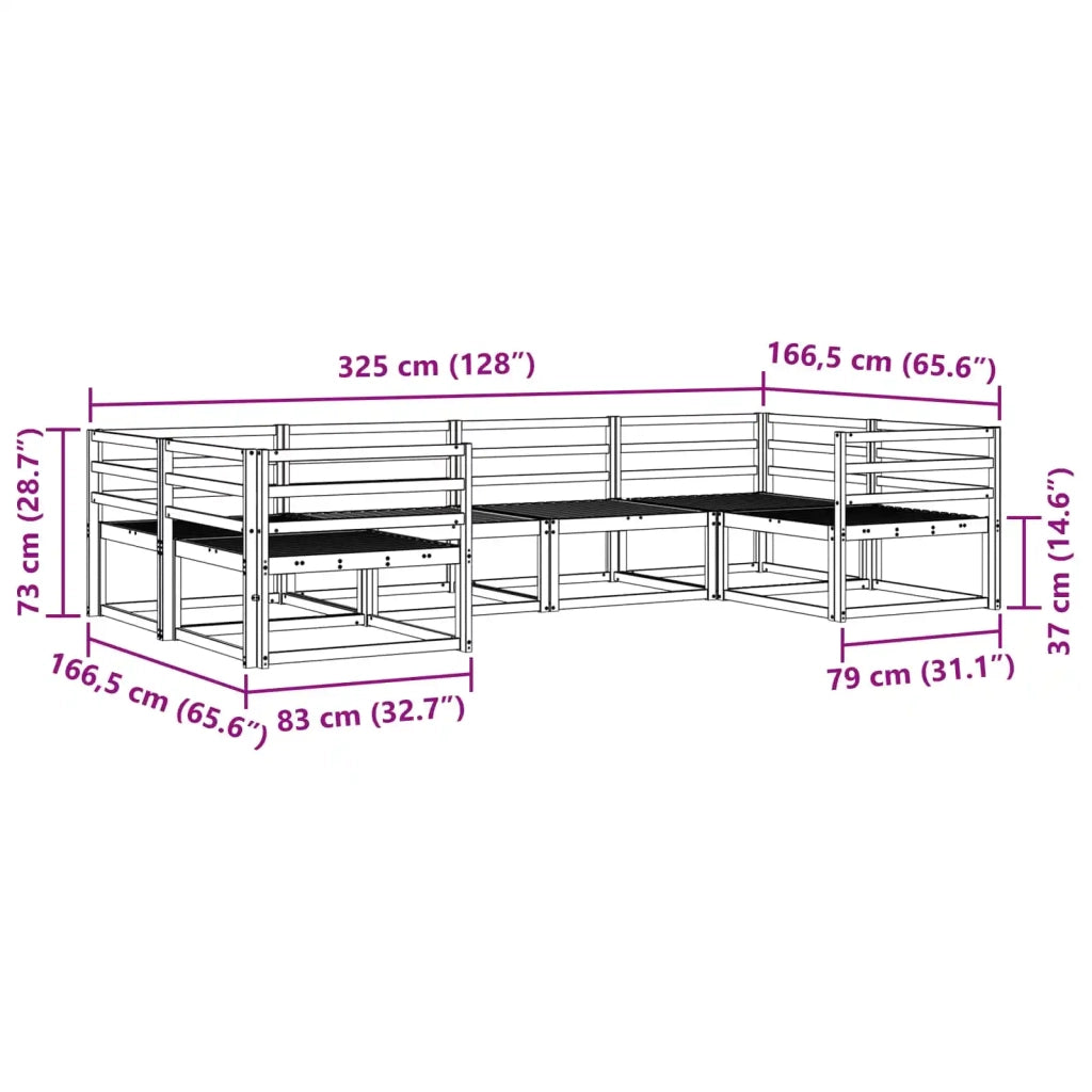 Set di divani da esterno 6 pcs Bianco Legno di Acacia Massello 3386918