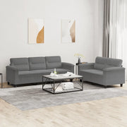 Set Divani 2 pz con Cuscini Grigio Scuro in Tessuto Microfibracod mxl 130758