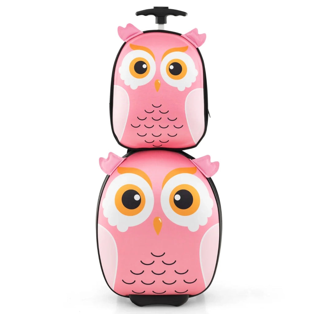 Set di 2 valigie per bambini: valigia 30 x 21 x 40 cm e zaino 25 x 7 x 30 cm leggero e pratico stile carino tessuto EVA rosa 20_0014625