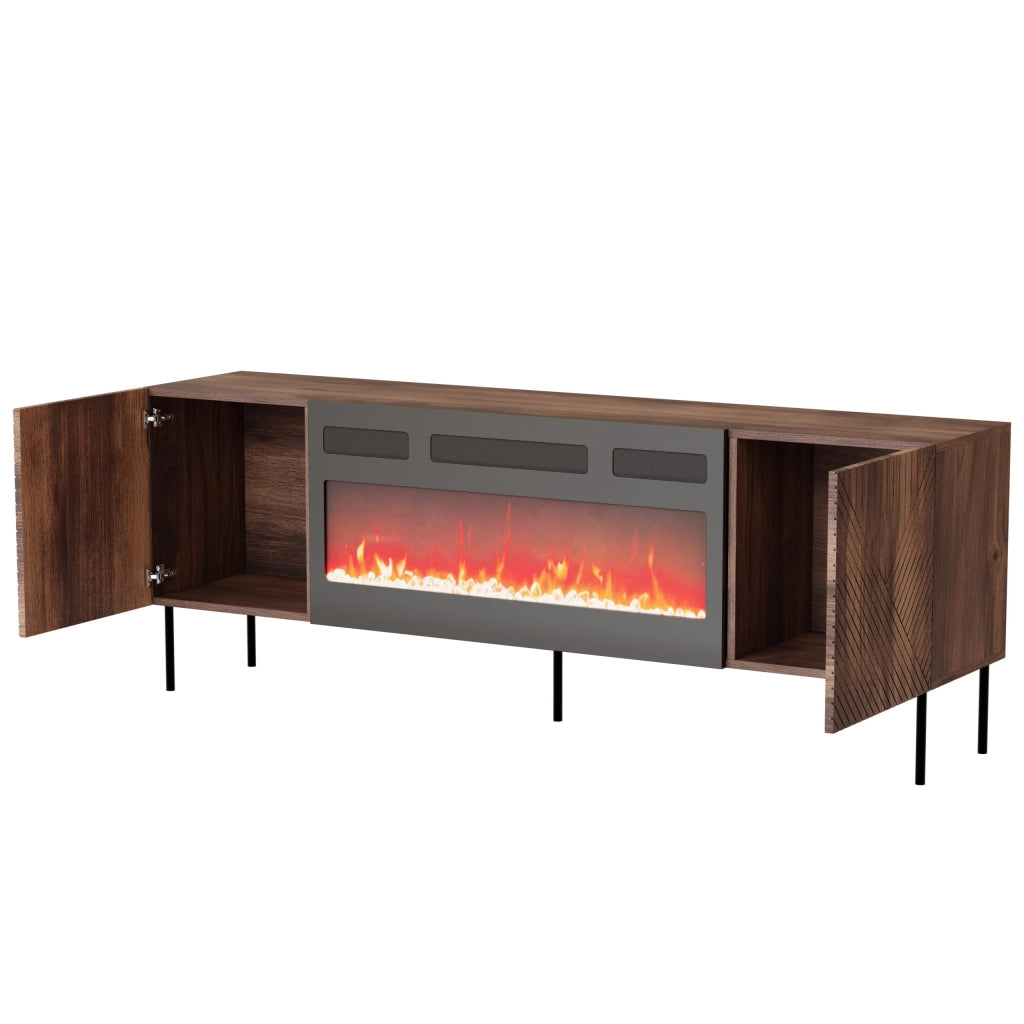 MOBILE NOCCIOLA EF PORTA TV 190 2D1K CAMINO WARMIAN NOCE ARTDECO