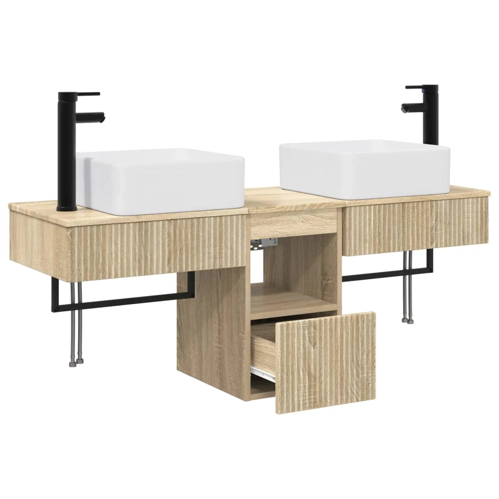 Set di mobili per il bagno 3 pz Rovere Sonoma 3405599