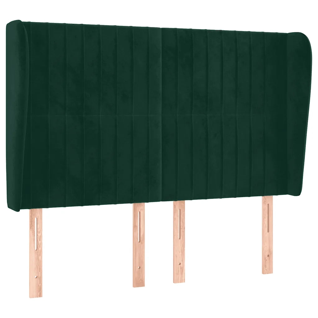 Testiera ad Orecchio Verde Scuro 147x23x118/128cm in Velluto 3118245
